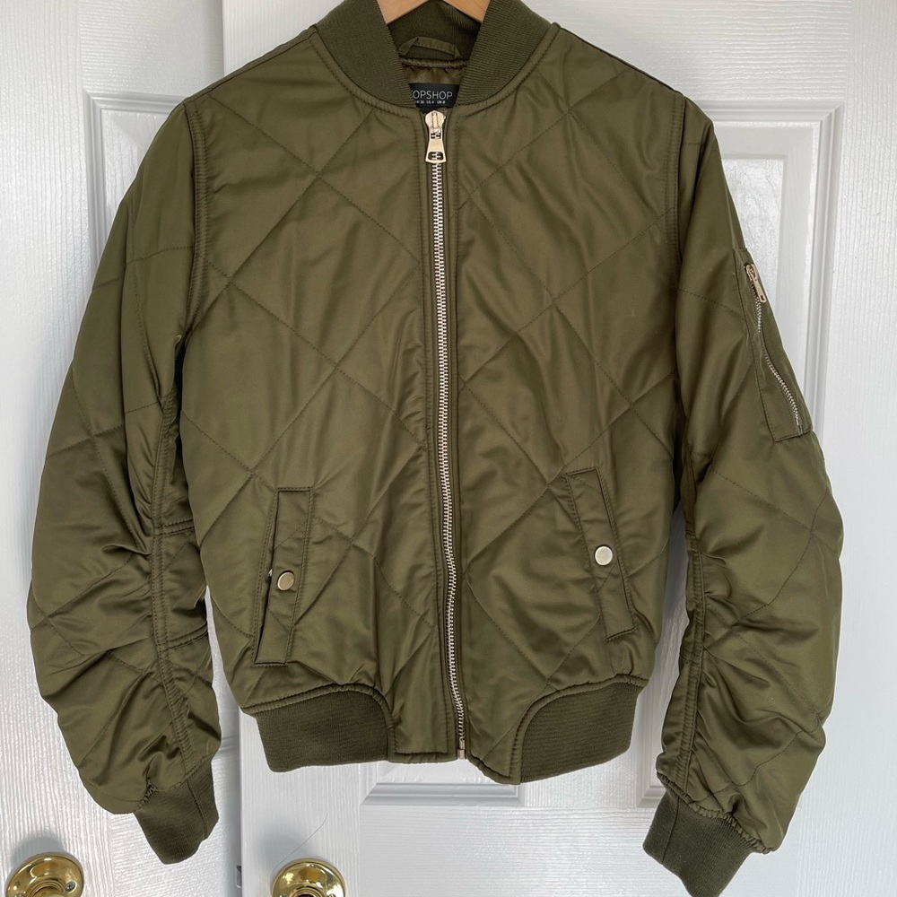 Topshop Army Green Bomber Jacket